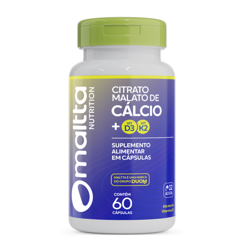 Citrato Malato de Cálcio com vitaminas D3 + K2 60 cápsulas