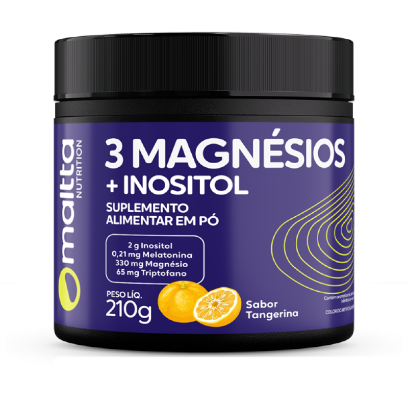 3 Magnésios Inositol em pó 210g sabor Tangerina
